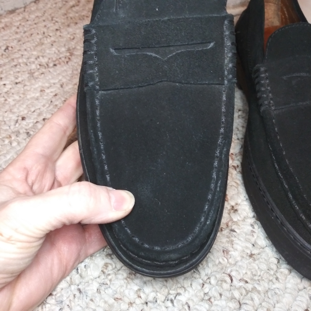 Tod's Black Suede Men's Vibram Sole Penny Loafer Style Driving Shoes - Picture 8 of 15